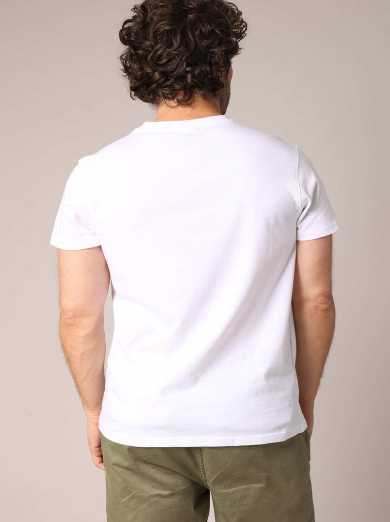 T-shirt 100% coton avec illustration originale d'un skieur barbu au style vintage. 'Deeluxe' Blanc - Kiabi