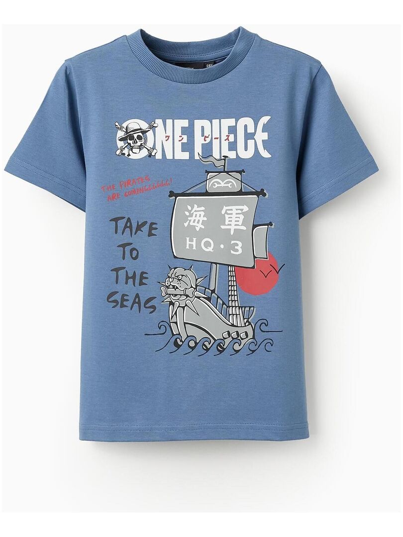 T-shirt 100% coton, avec impression ONE PIECE Bleu - Kiabi