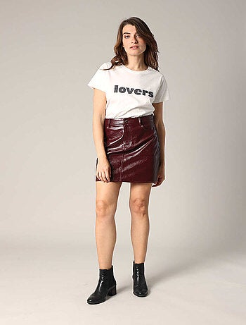T-shirt 100 % coton avec imprimé LOVERS pailleté 'Deeluxe'