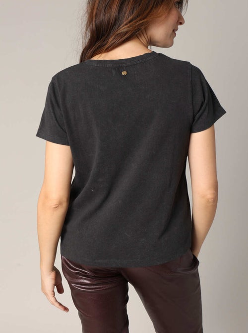 T-shirt 100 % coton avec imprimé LOVERS pailleté 'Deeluxe' - Kiabi