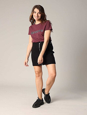 T-shirt 100 % coton avec imprimé LOVERS pailleté 'Deeluxe'