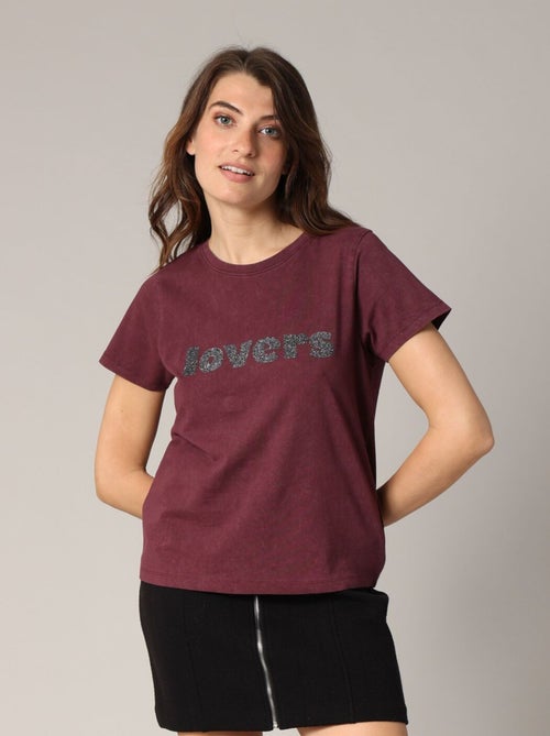 T-shirt 100 % coton avec imprimé LOVERS pailleté 'Deeluxe' - Kiabi T-shirt 100 % coton avec imprimé LOVERS pailleté 'Deeluxe' - Kiabi