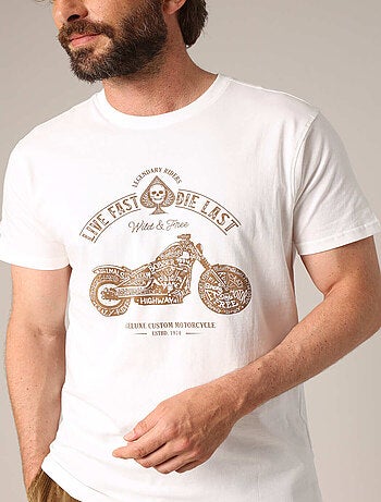 T-shirt 100% coton avec imprimé moto 'Deeluxe'