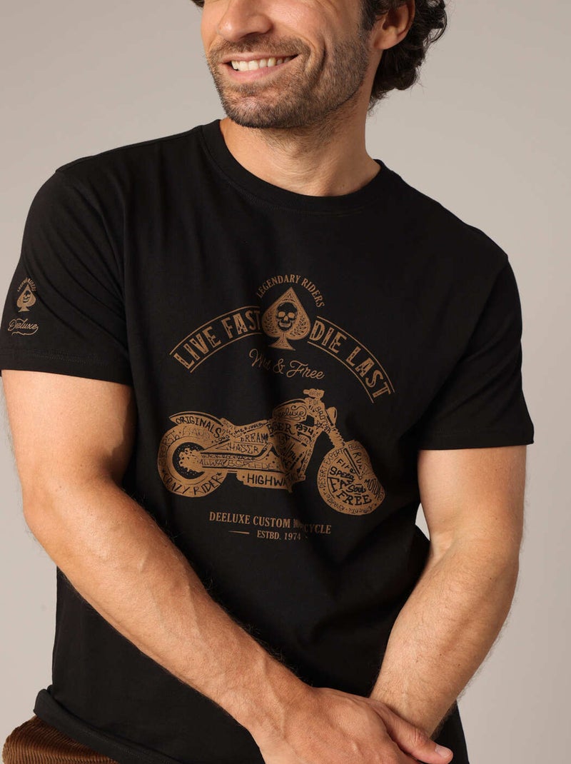 T-shirt 100% coton avec imprimé moto 'Deeluxe' Noir - Kiabi
