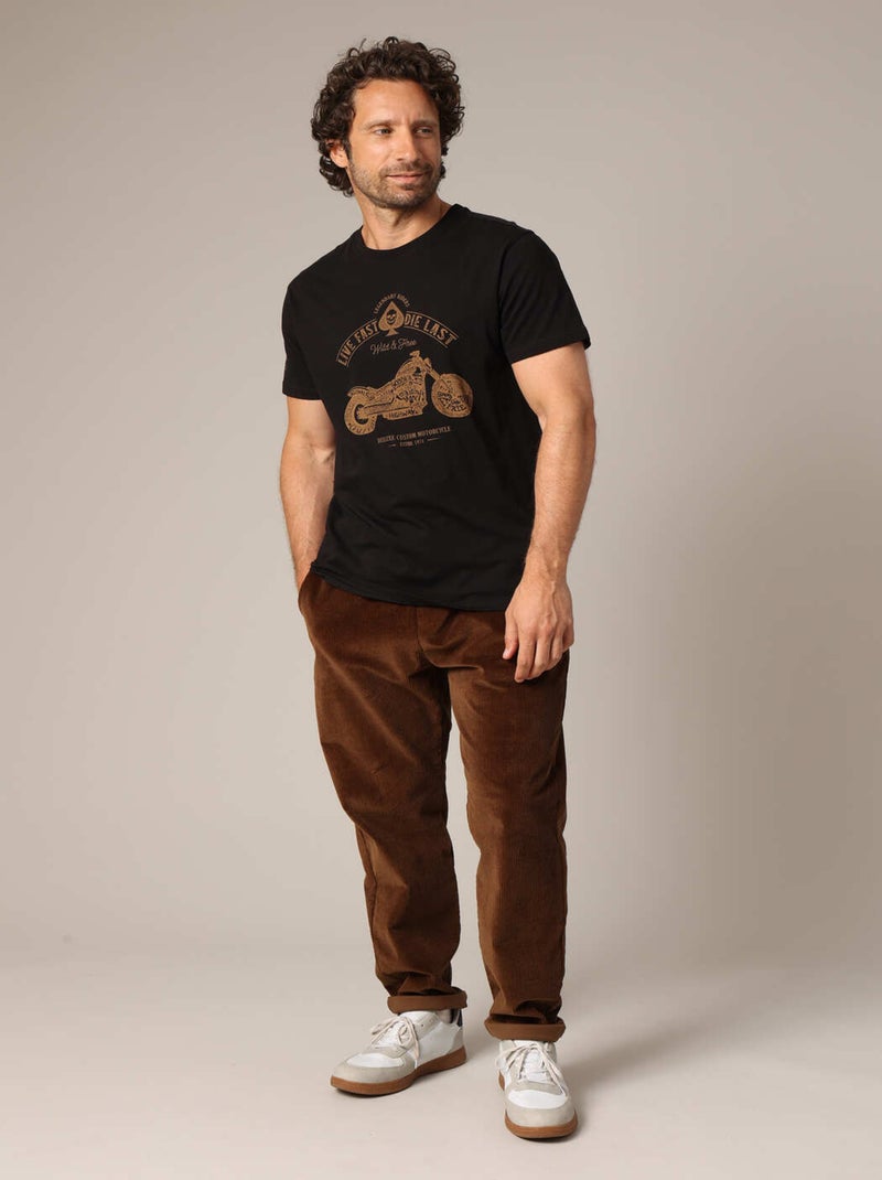 T-shirt 100% coton avec imprimé moto 'Deeluxe' Noir - Kiabi