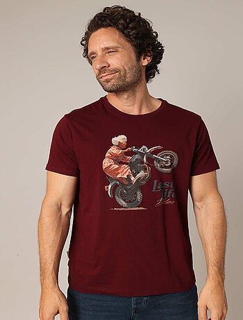 T-shirt 100% coton avec imprimé moto et message « Last Life Deluxe ». 'Deeluxe'