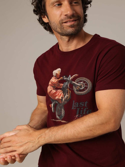 T-shirt 100% coton avec imprimé moto et message « Last Life Deluxe ». 'Deeluxe' - Kiabi