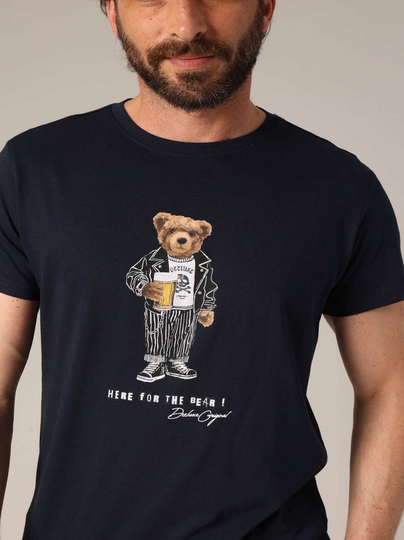 T-shirt 100 % coton avec imprimé ours original 'Deeluxe' Bleu marine - Kiabi