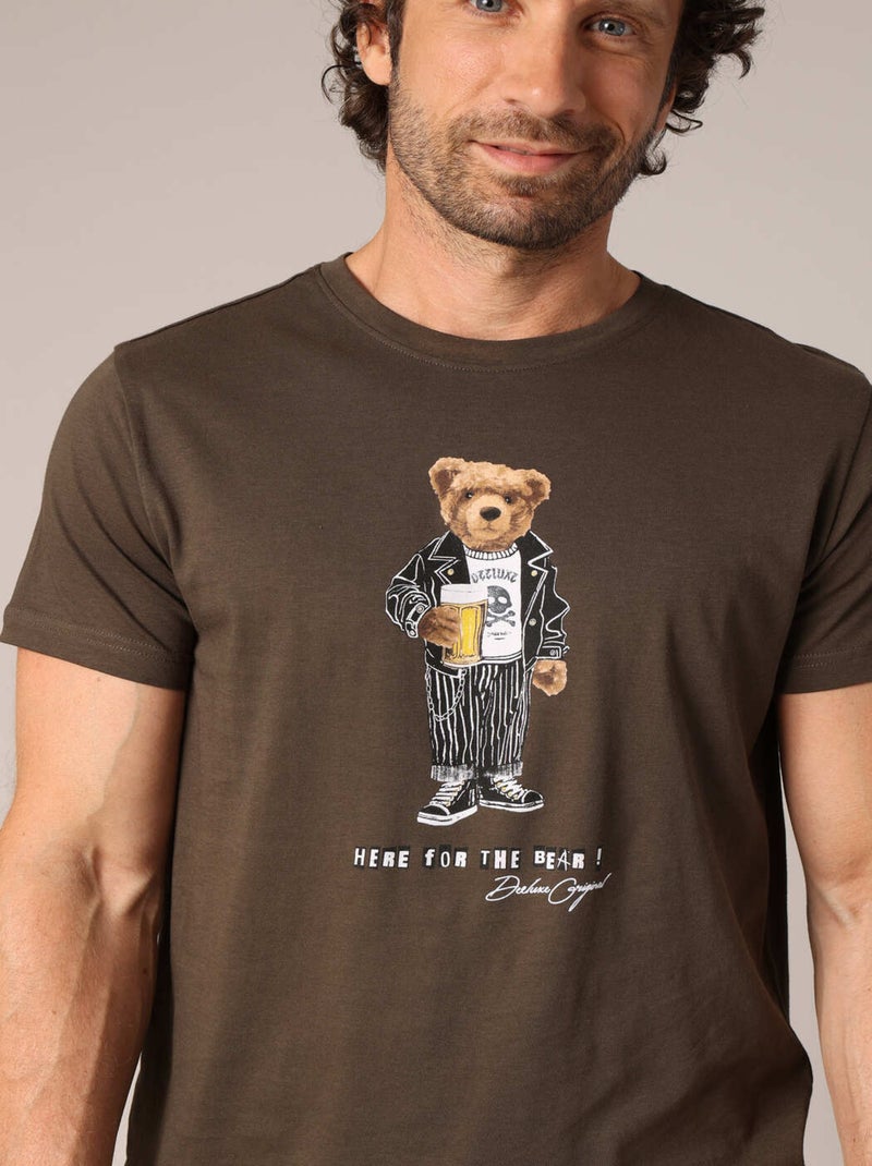 T-shirt 100 % coton avec imprimé ours original 'Deeluxe' Vert bouteille - Kiabi