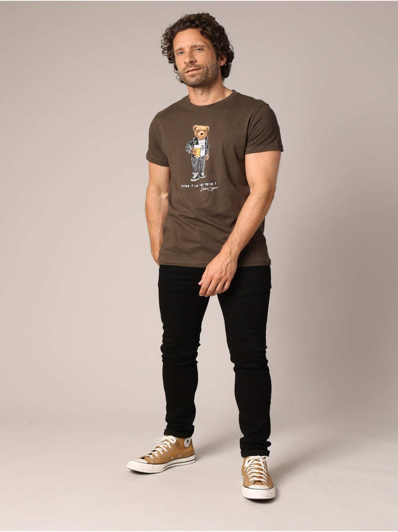 T-shirt 100 % coton avec imprimé ours original 'Deeluxe' Vert bouteille - Kiabi