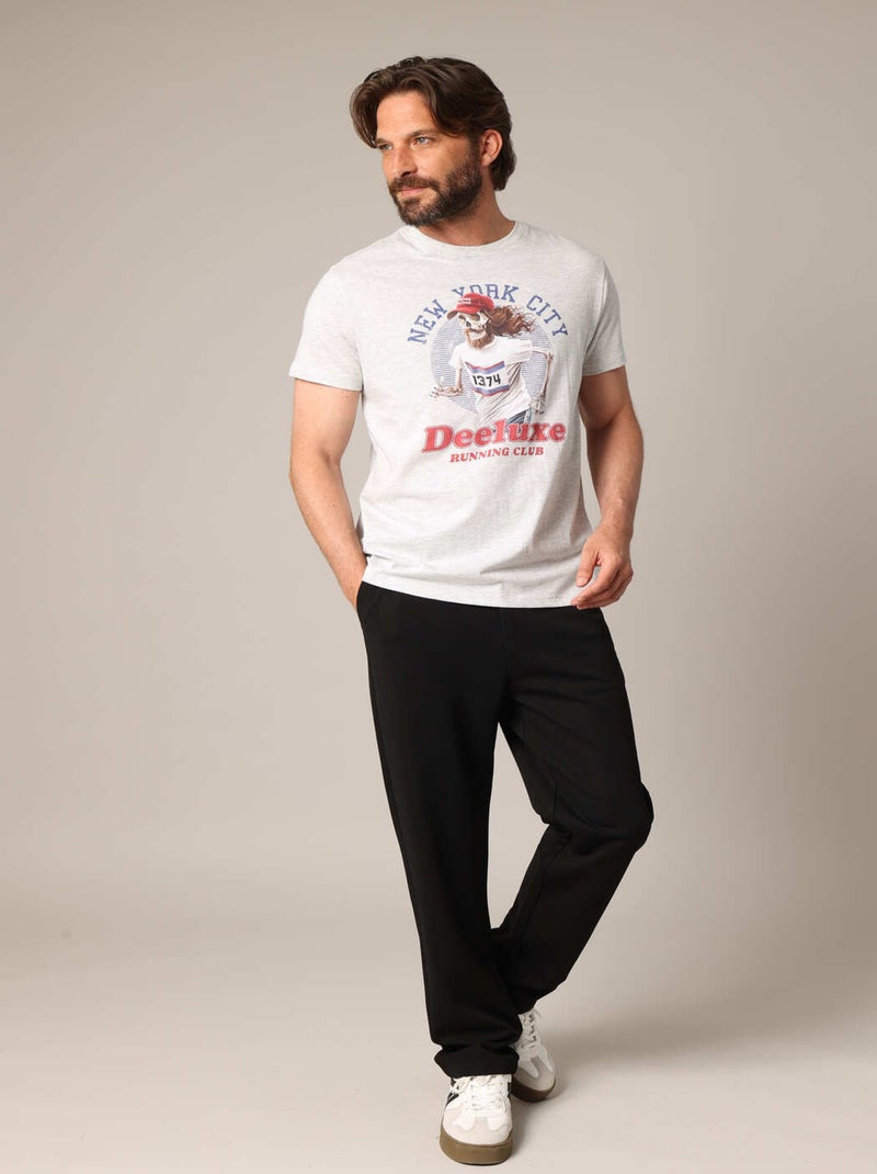 T-shirt 100% coton avec imprimé squelette coureur, col rond et coupe droite. 'Deeluxe' Gris clair - Kiabi