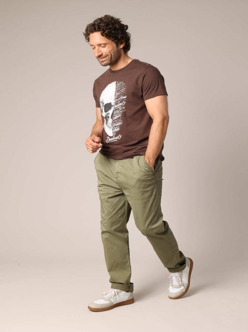 T-shirt 100 % coton avec imprimé tête de mort et typographie contrastée 'Deeluxe' - Kiabi