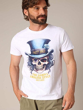 T-shirt 100 % coton avec imprimé tête de mort style dandy 'Deeluxe'