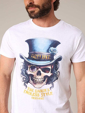 T-shirt 100 % coton avec imprimé tête de mort style dandy 'Deeluxe'