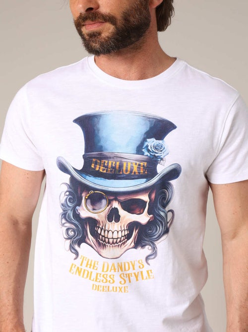 T-shirt 100 % coton avec imprimé tête de mort style dandy 'Deeluxe' - Kiabi