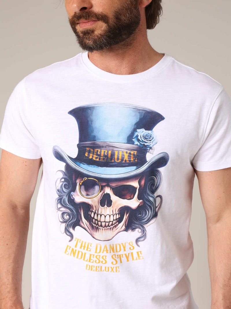 T-shirt 100 % coton avec imprimé tête de mort style dandy 'Deeluxe' Blanc - Kiabi