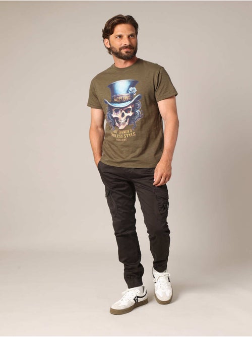 T-shirt 100 % coton avec imprimé tête de mort style dandy 'deeluxe' - Kiabi