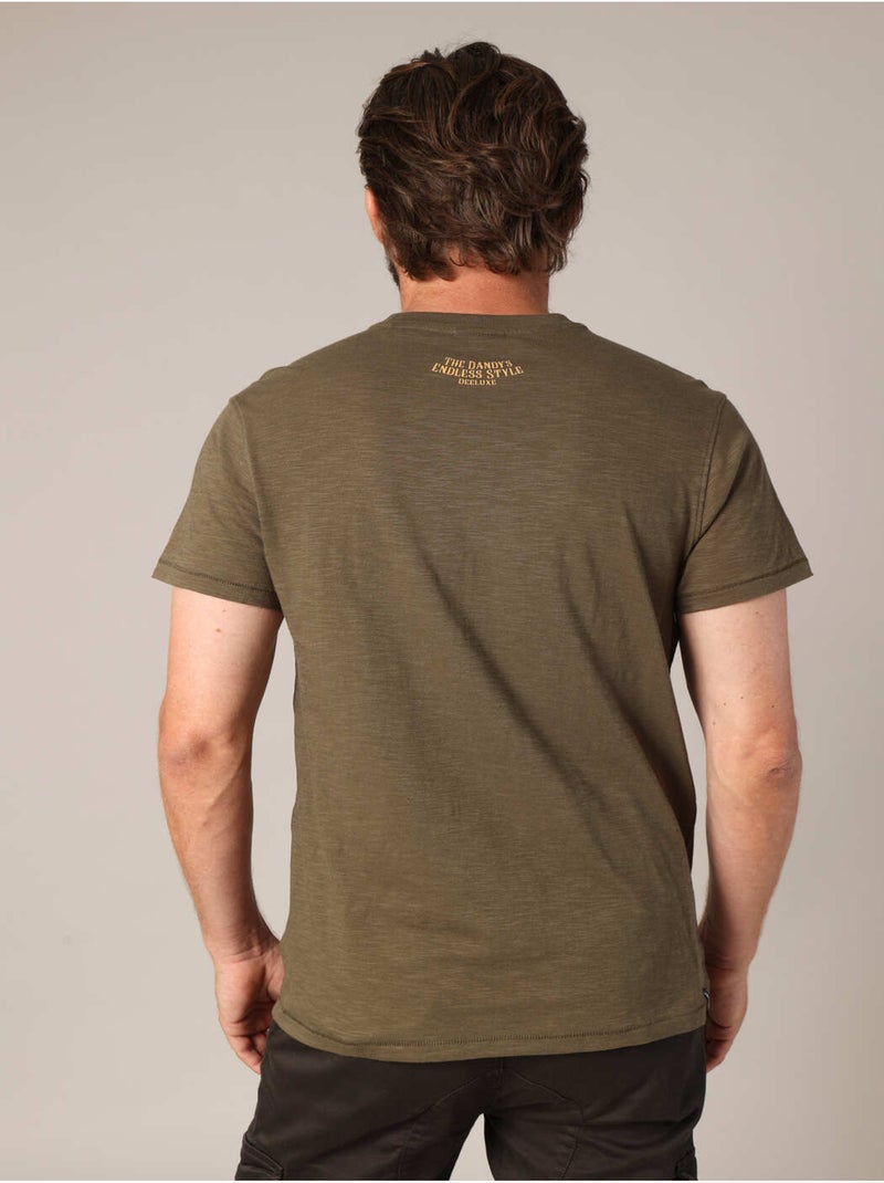 T-shirt 100 % coton avec imprimé tête de mort style dandy 'deeluxe' Kaki foncé - Kiabi