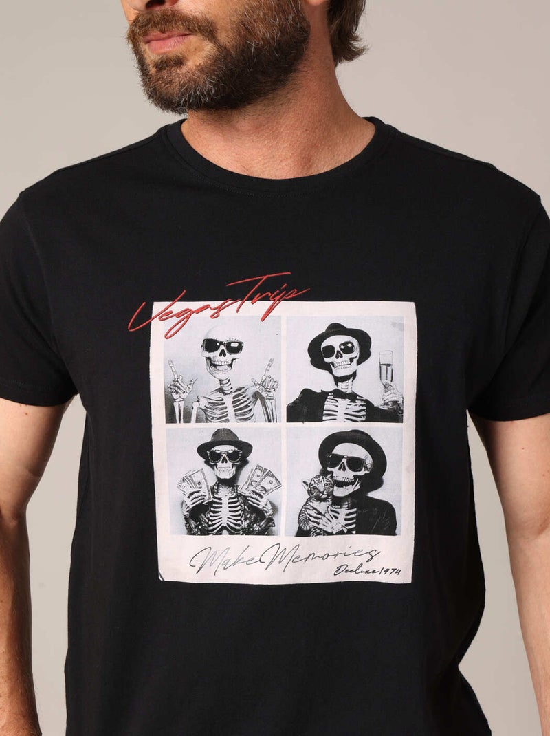 T-shirt 100% coton avec imprimé « Vegas Trip » et montage photo style Polaroid 'Deeluxe' Noir - Kiabi