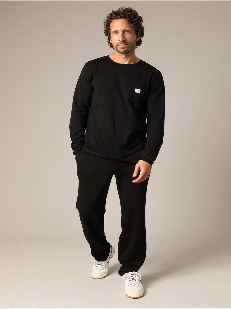 T-shirt 100% coton BCI avec poche plaquée sur la poitrine et étiquette brodée. 'Deeluxe' Noir - Kiabi