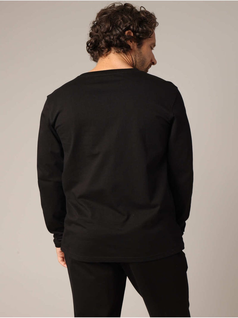 T-shirt 100% coton BCI avec poche plaquée sur la poitrine et étiquette brodée. 'Deeluxe' Noir - Kiabi