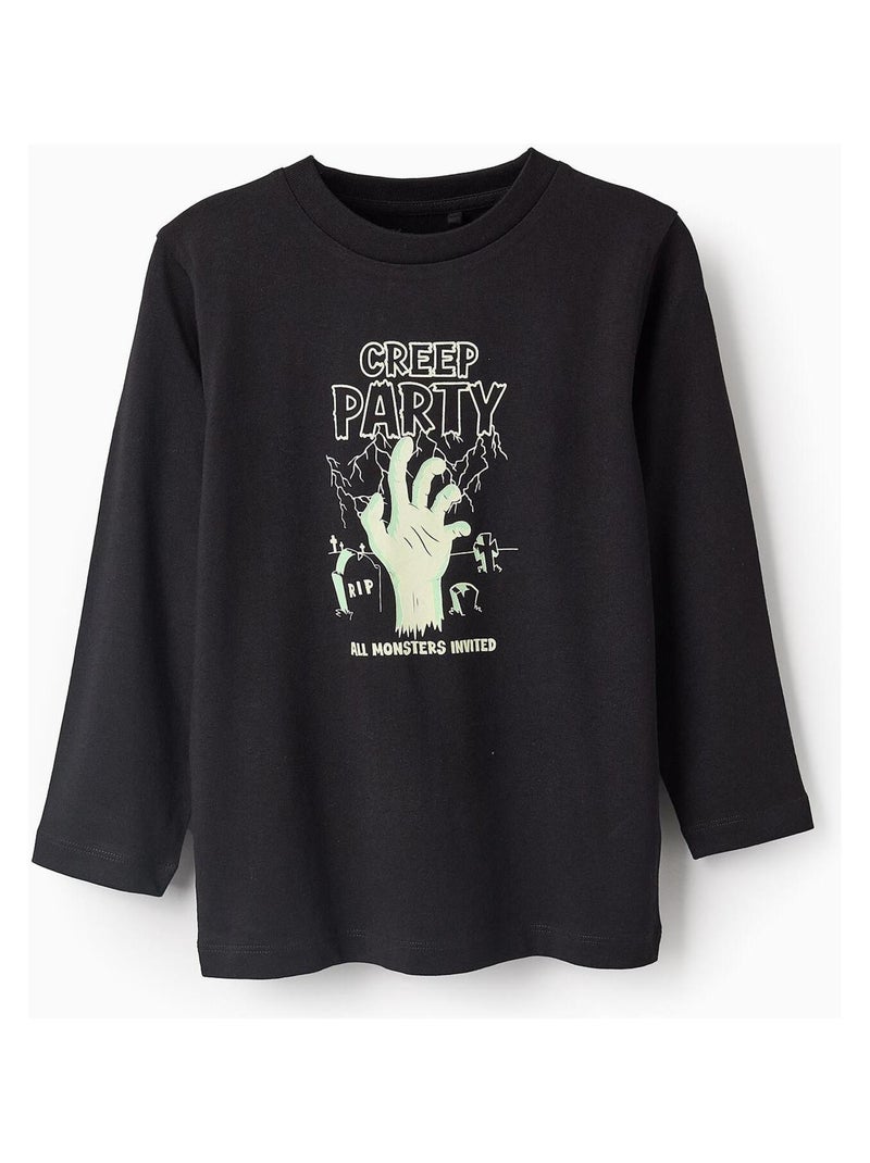 T-shirt 100% coton, brille dans l'obscurité HALLOWEEN Noir - Kiabi