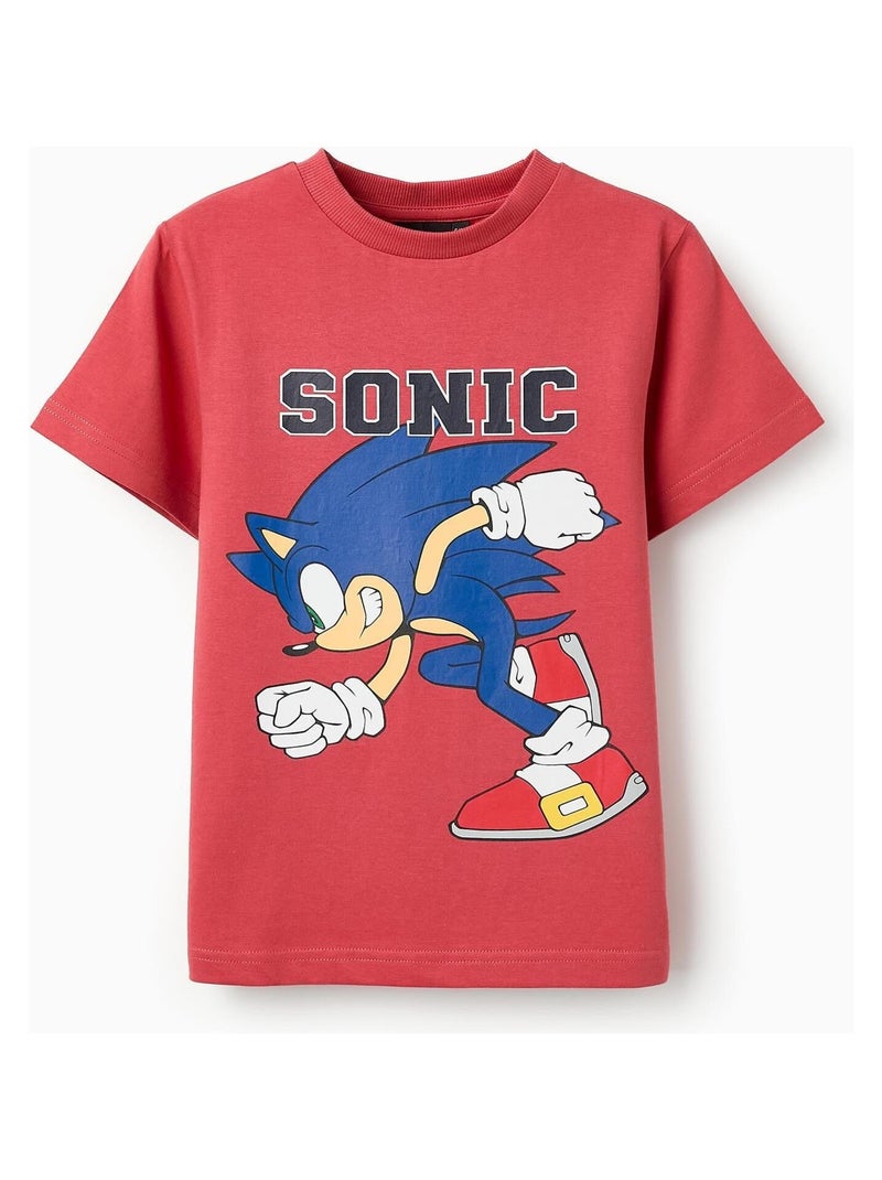 T-shirt 100% coton, impression Sonic Rouge - Kiabi