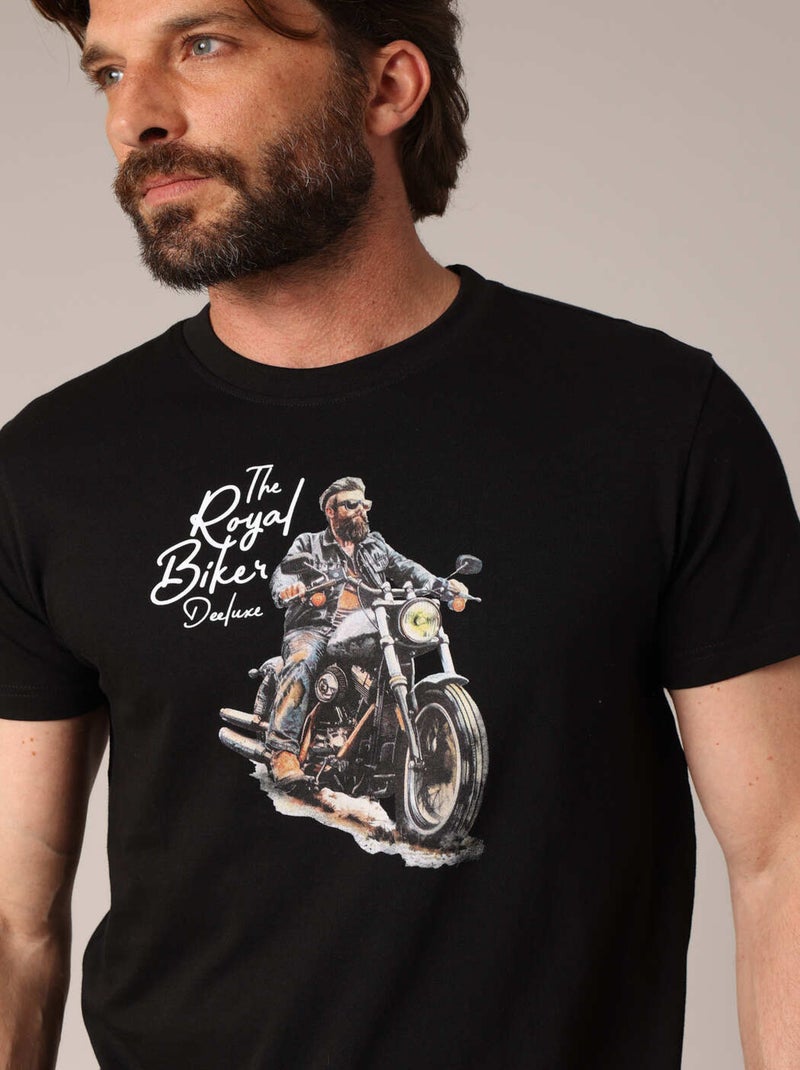 T-shirt 100 % coton imprimé moto 'Deeluxe' Noir - Kiabi