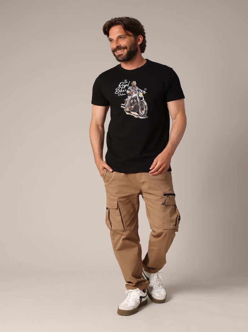 T-shirt 100 % coton imprimé moto 'Deeluxe' Noir - Kiabi