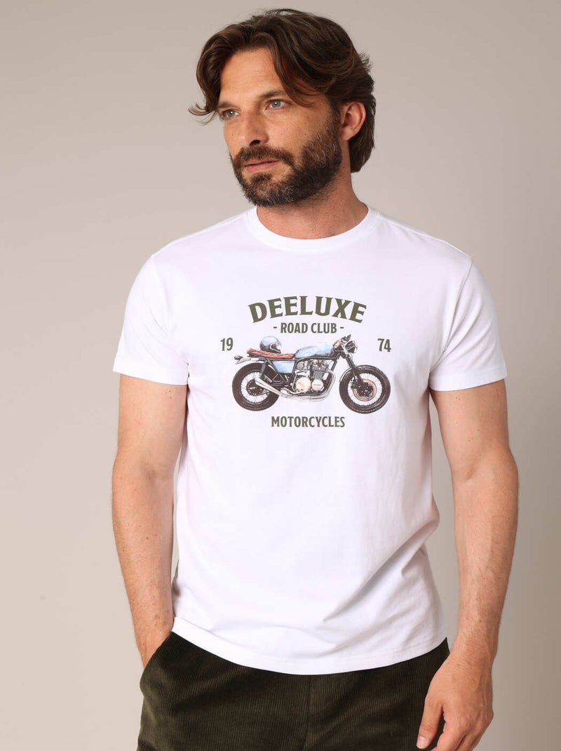 T-shirt 100% coton imprimé moto vintage "DEELUXE ROAD CLUB 1974" 'Deeluxe' Blanc - Kiabi