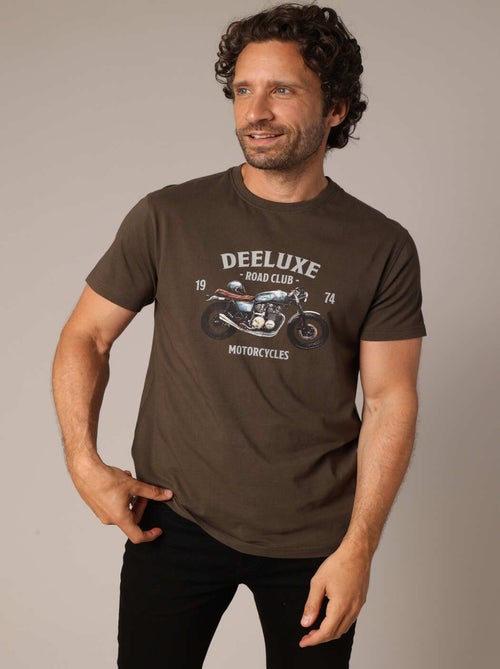 T-shirt 100% coton imprimé moto vintage "DEELUXE ROAD CLUB 1974" 'Deeluxe' - Kiabi