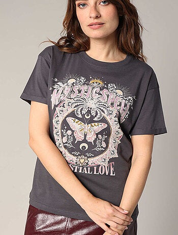 T-shirt 100 % coton imprimé papillon 'Deeluxe'