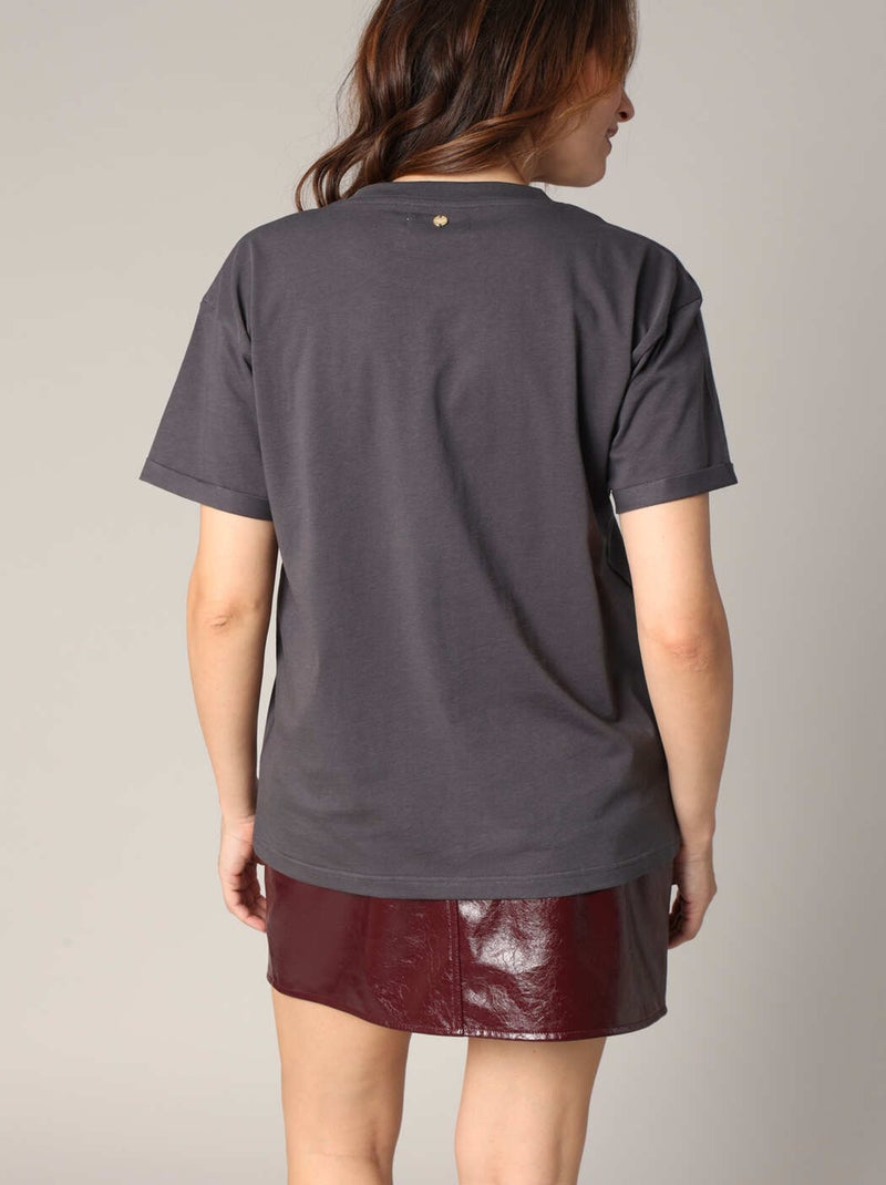 T-shirt 100 % coton imprimé papillon 'Deeluxe' gris anthracite - Kiabi