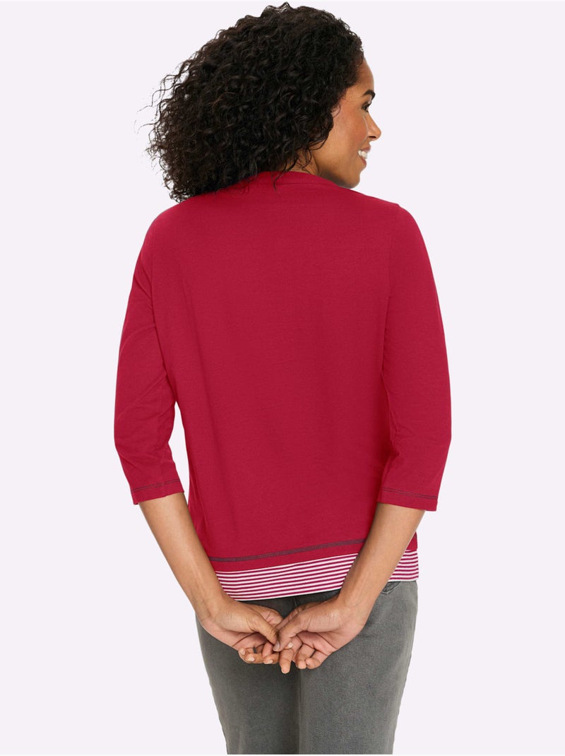 T-shirt 2 en 1 aspect 2 en 1 - taille standard - moda vilona Blanc Rouge Blanc - Kiabi
