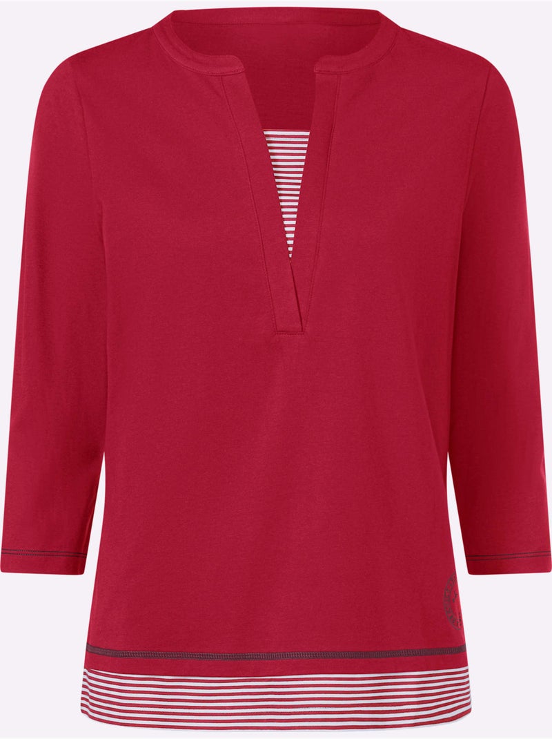 T-shirt 2 en 1 aspect 2 en 1 - taille standard - moda vilona Blanc Rouge Blanc - Kiabi