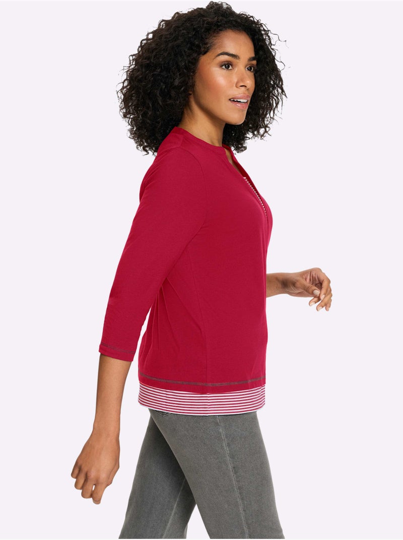 T-shirt 2 en 1 aspect 2 en 1 - taille standard - moda vilona Blanc Rouge Blanc - Kiabi