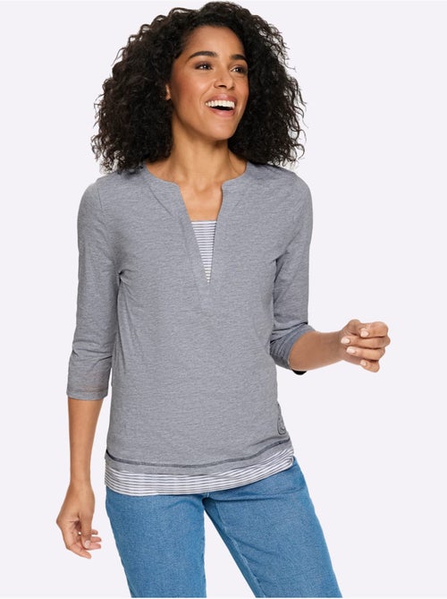 T-shirt 2 en 1 aspect 2 en 1 - taille standard - moda vilona - Kiabi
