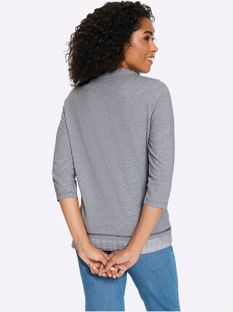 T-shirt 2 en 1 aspect 2 en 1 - taille standard - moda vilona Gris Blanc - Kiabi