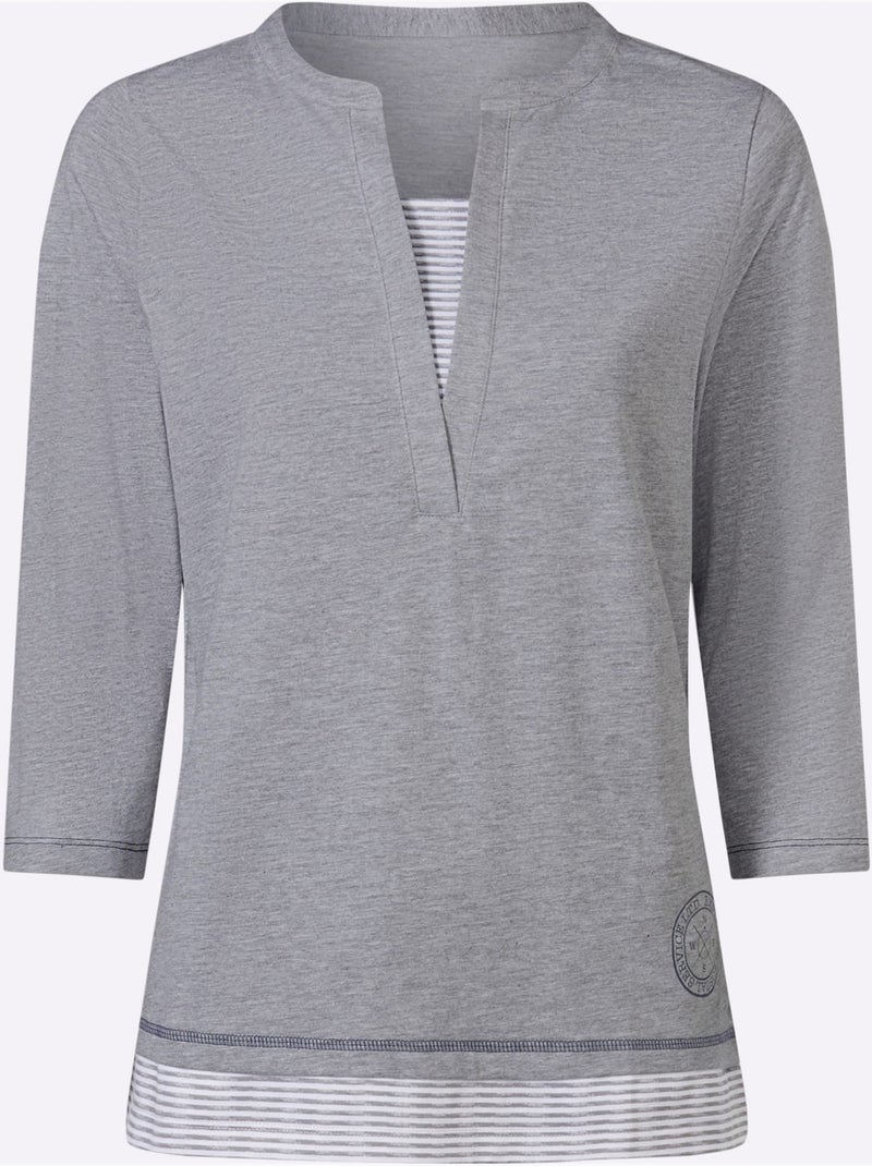 T-shirt 2 en 1 aspect 2 en 1 - taille standard - moda vilona Gris Blanc - Kiabi
