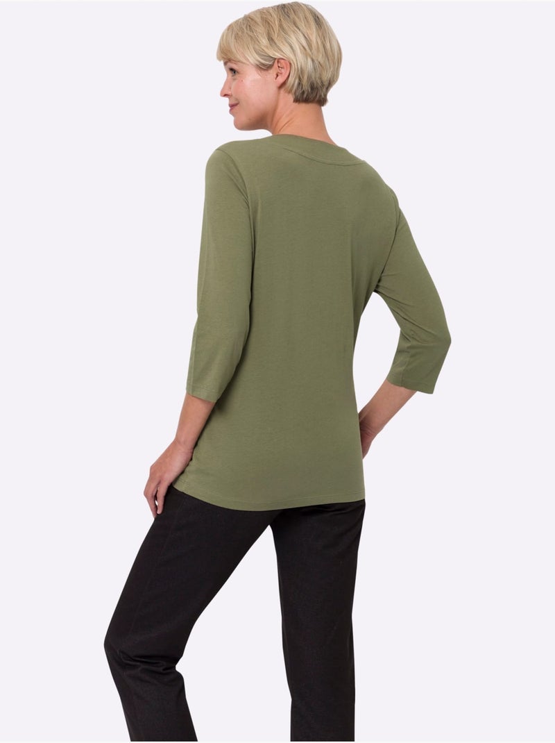 T-shirt 2 En 1 Aspect 2 En 1 - Taille Standard - Moda Vilona Kaki - Kiabi