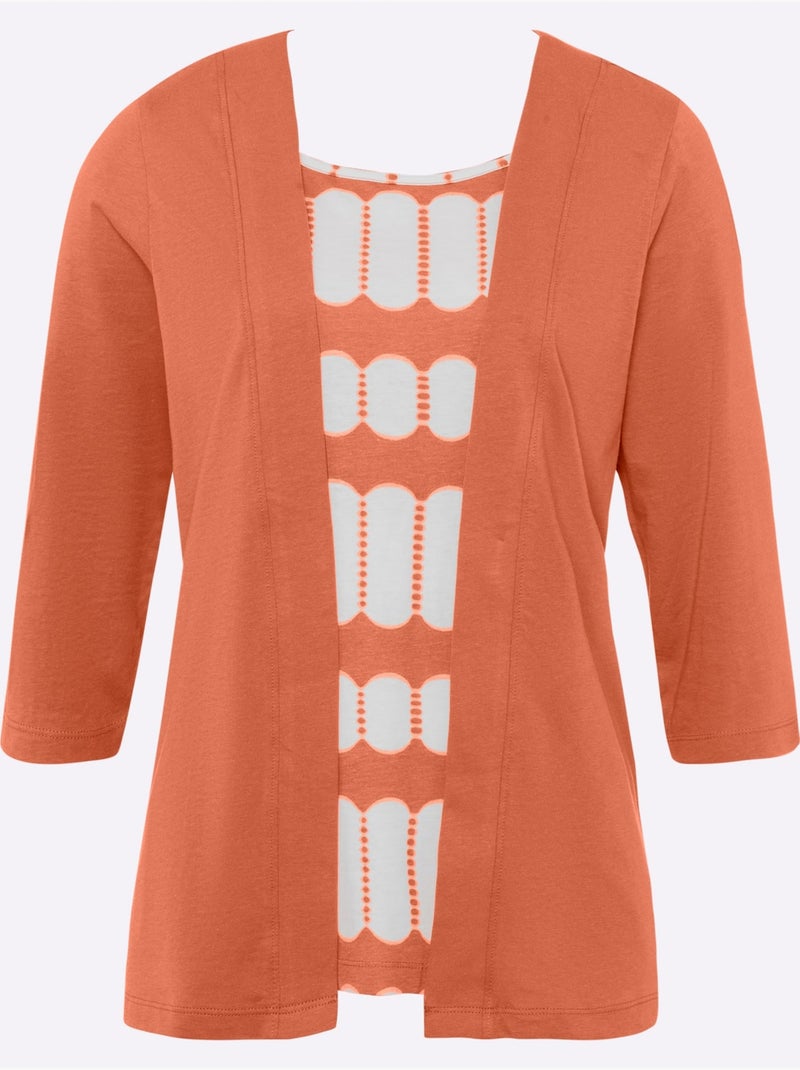 T-shirt 2 En 1 Aspect 2 En 1 - Taille Standard - Moda Vilona Orange - Kiabi