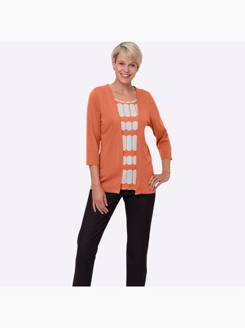 T-shirt 2 En 1 Aspect 2 En 1 - Taille Standard - Moda Vilona - Kiabi