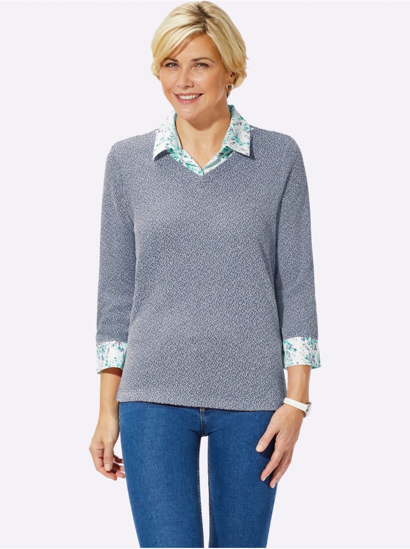 T-shirt 2 en 1 aspect 2 en 1 - taille standard - witt Bleu jean - Kiabi