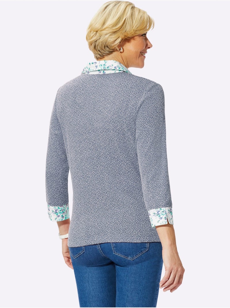 T-shirt 2 en 1 aspect 2 en 1 - taille standard - witt Bleu jean - Kiabi