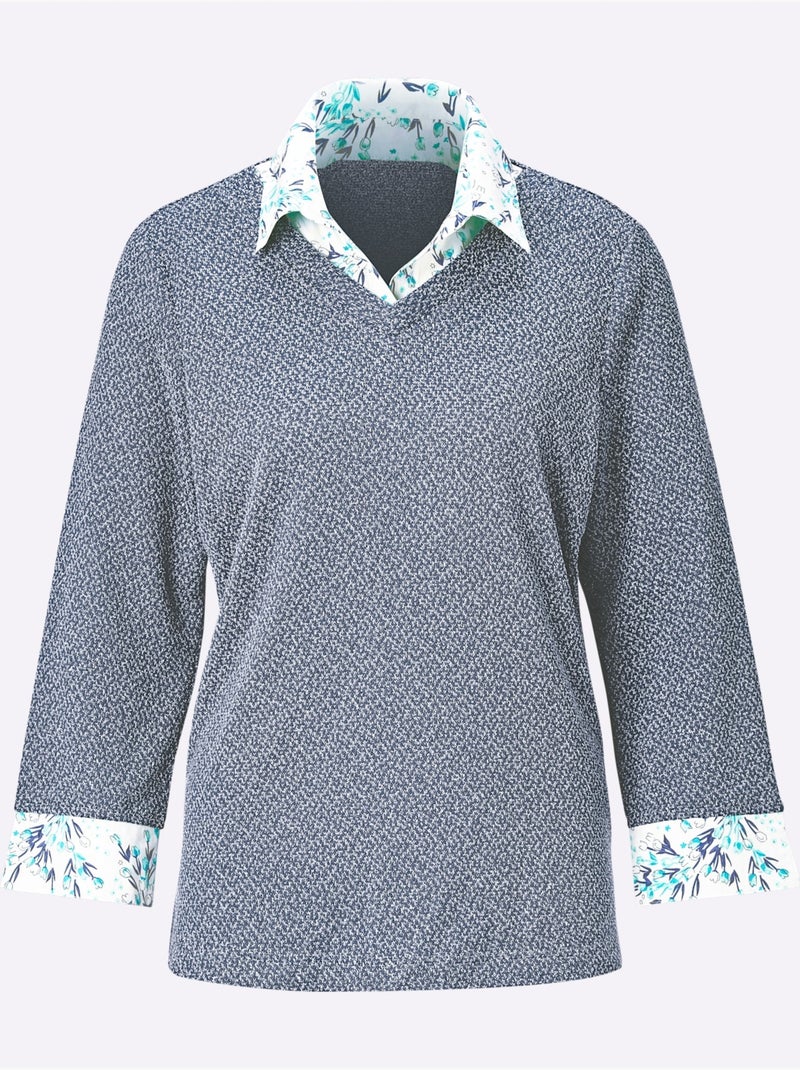 T-shirt 2 en 1 aspect 2 en 1 - taille standard - witt Bleu jean - Kiabi