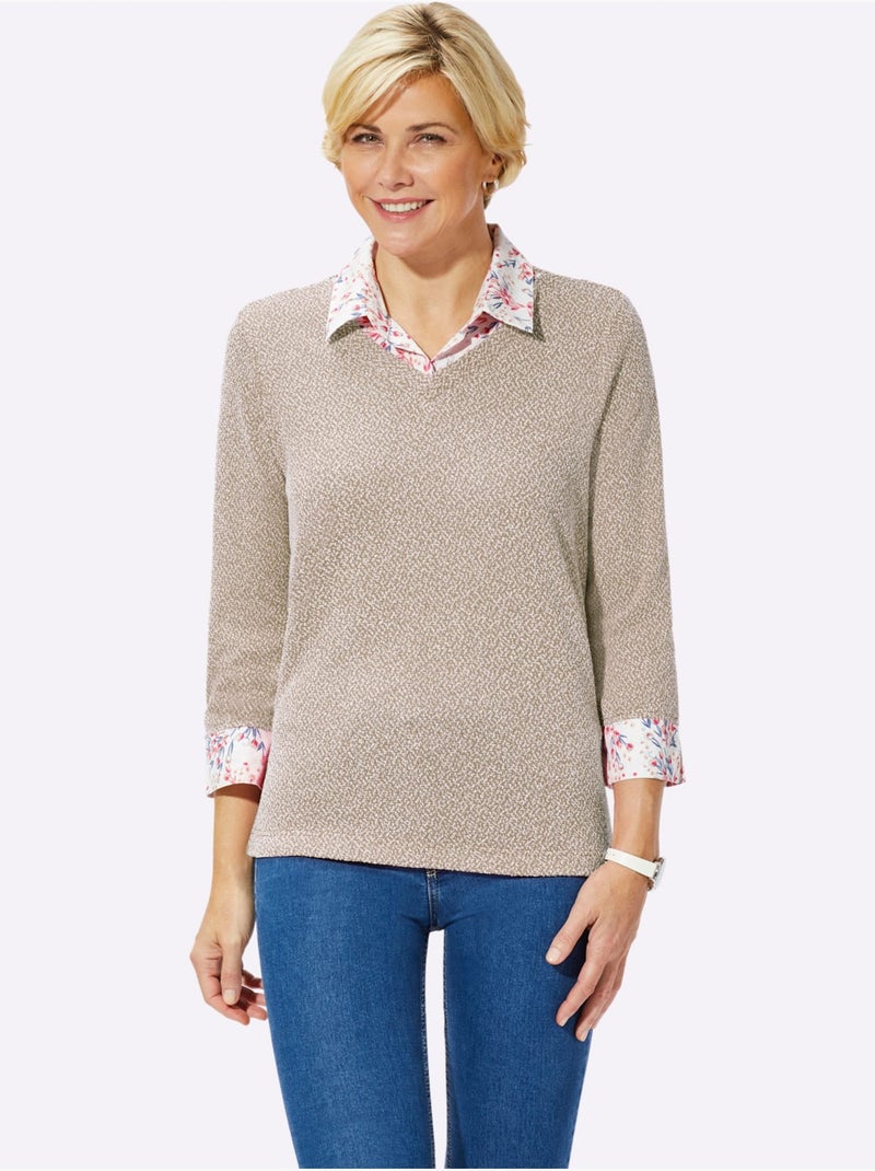 T-shirt 2 en 1 aspect 2 en 1 - taille standard - witt Sable - Kiabi