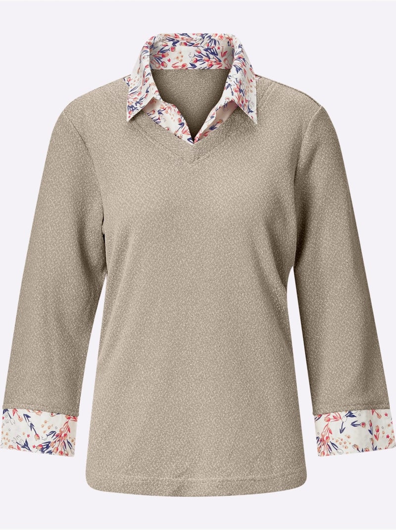 T-shirt 2 en 1 aspect 2 en 1 - taille standard - witt Sable - Kiabi