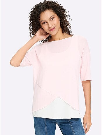T-shirt 2 En 1 Aspect 2 En 1 Tendance - Taille Standard - Helline