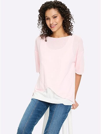 T-shirt 2 En 1 Aspect 2 En 1 Tendance - Taille Standard - Helline