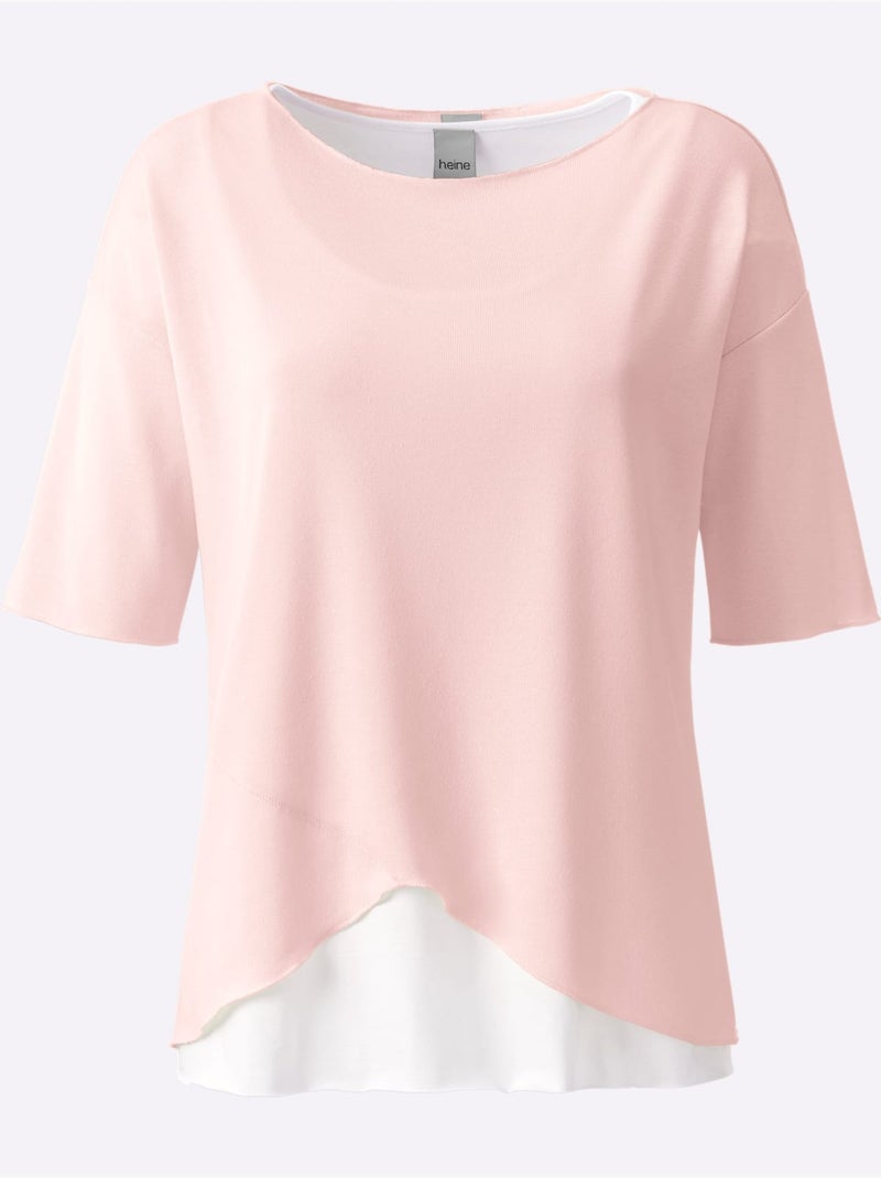 T-shirt 2 En 1 Aspect 2 En 1 Tendance - Taille Standard - Helline Rose clair - Kiabi